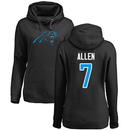 Carolina Panthers Black Women Kyle Allen Name and Number Logo NFL Football #7 Pullover Hoodie Sweatshirts->nfl t-shirts->Sports Accessory